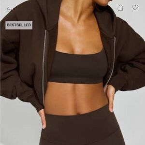 Garage Chocolate Brown Cropped Oversized Zip-Up Hoodie